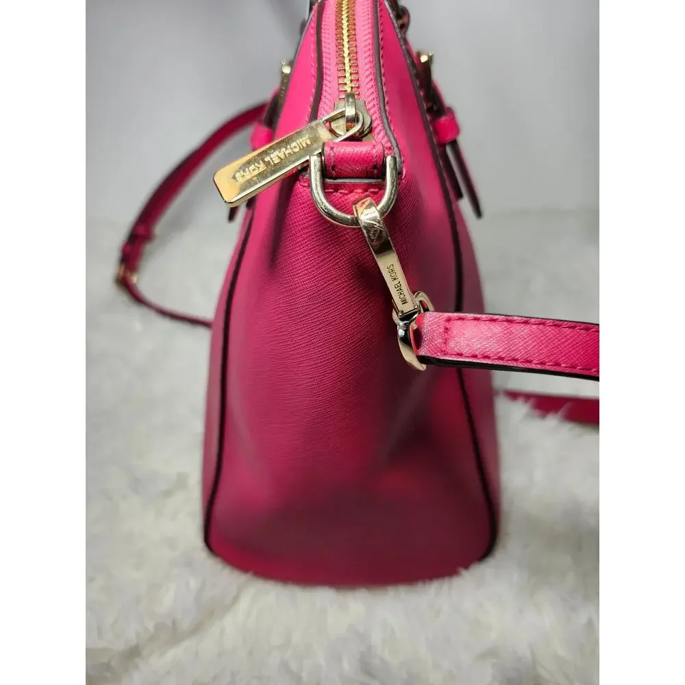 Michael Kors Top Handle Satchel Pink Leather Gold Hardware Classic Preppy Bag